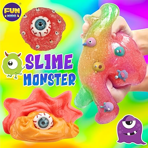 Miniatura 2 de FunKidz - Kit de slime de monstruo de juguete para niñas de 6 a 12 años, juego de fabricación de limo que brilla en la oscuridad para niños, hace