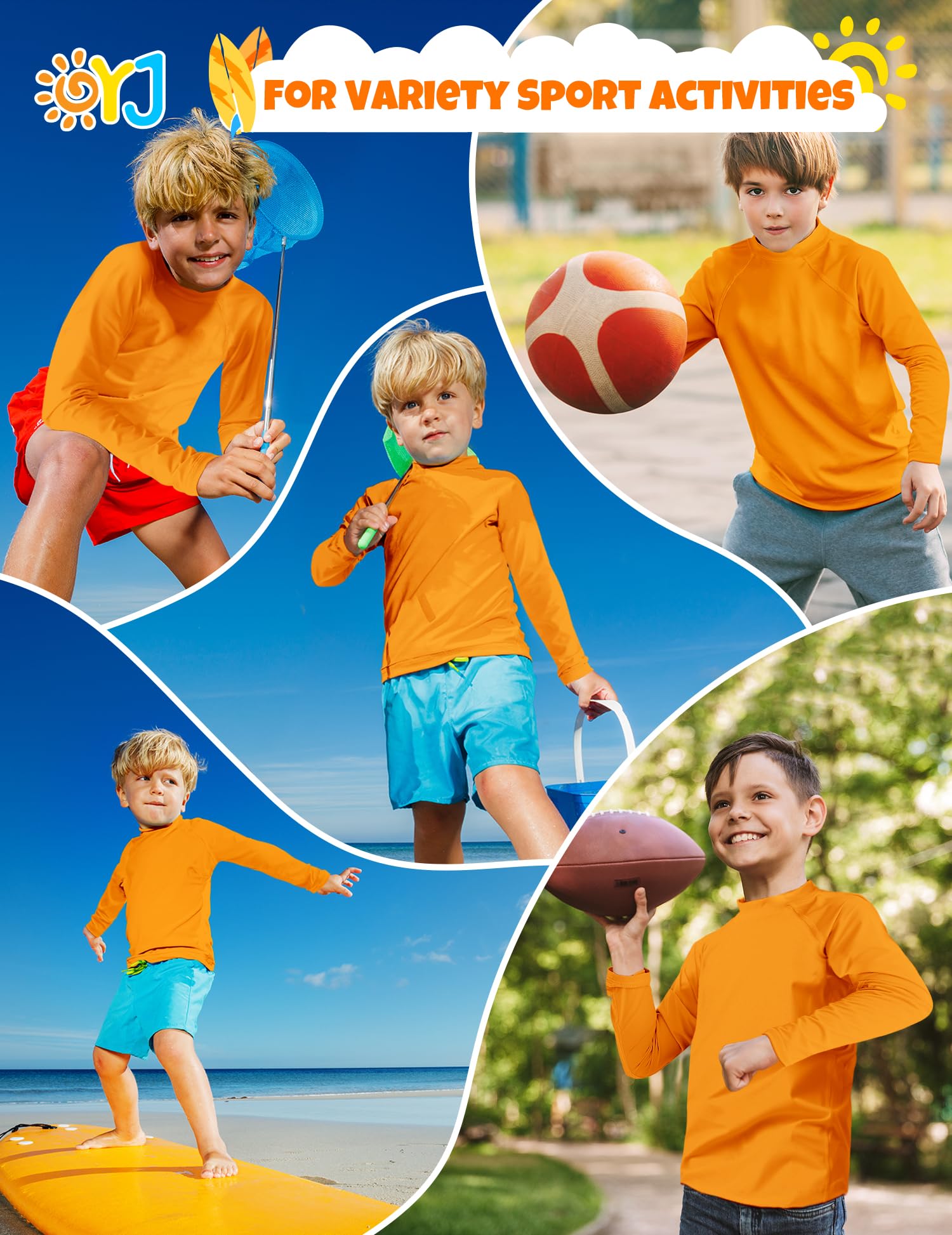Maillot de bain à manches longues pour garçons UPF+ 50 SPF Soleil Water Surf pour tout-petits, enfants, adolescents 2 à 16 ans
