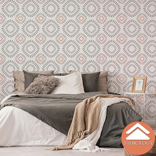 Miniatura 8 de STENCILOGY® / Asi - Plantilla de pared XL de 24 x 38 pulgadas, patrón de plantilla de pared floral grande, plantillas de pared grandes para pintar,