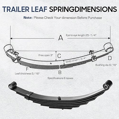 Vista 21 de SEHNSUCHT Resorte de hoja para remolque, 4 hojas y capacidad de 1750 libras, resortes de hoja de doble ojo para eje de remolque de 3500 libras