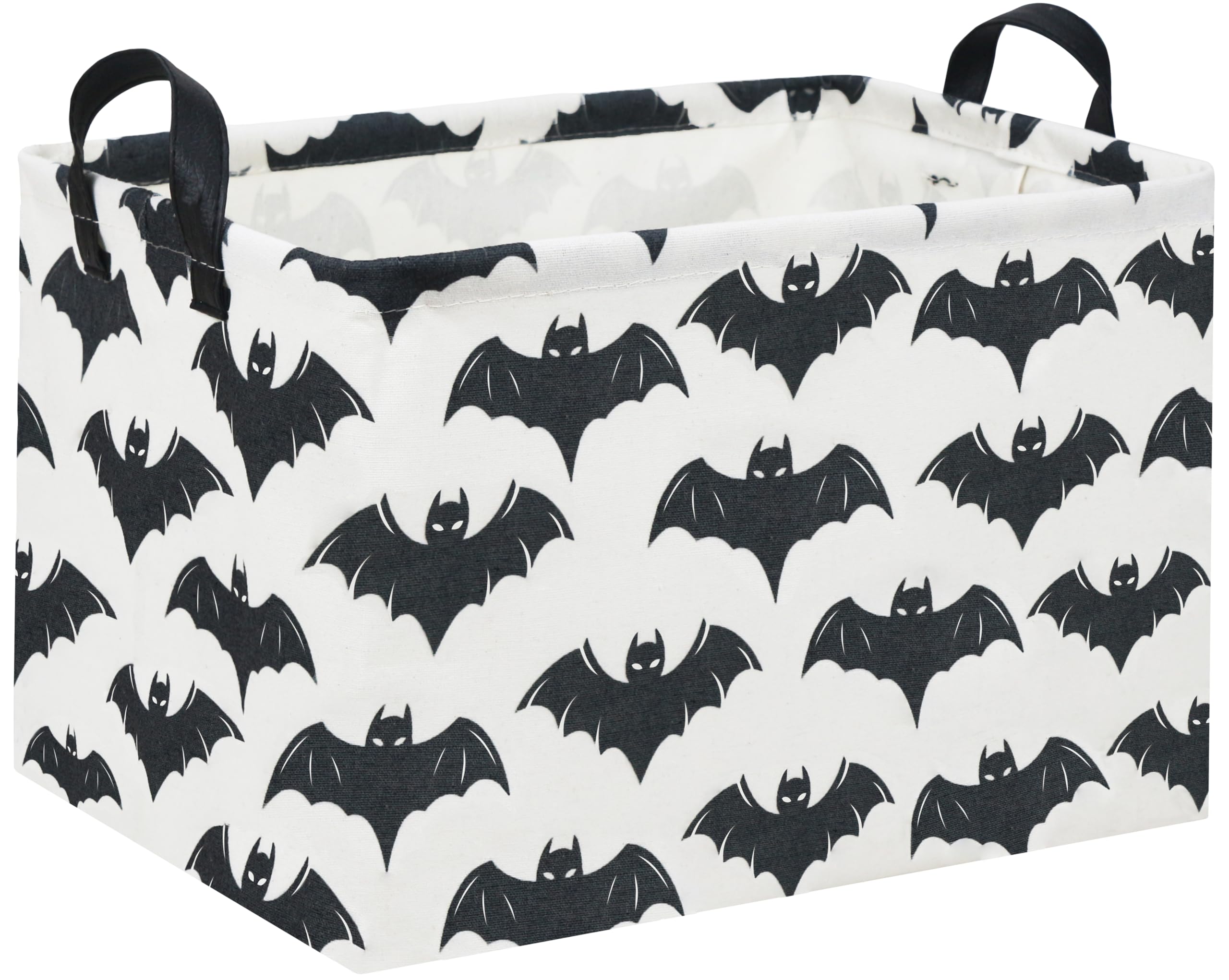 Halloween Basket Empty for Rectangular bat Storage Bins Organizer Bin Box Cute Bat Room Decor for Home(Black Bats)