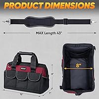 Vista 3 de TICONN Bolsa de herramientas resistente con múltiples bolsillos, organizador de caja de herramientas portátil, bolsa de almacenamiento, con correa