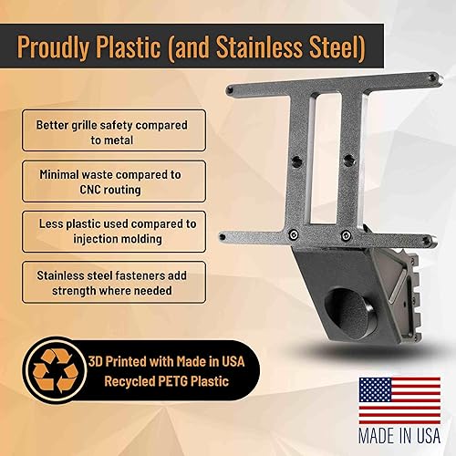 Miniatura 7 de + (Modelo Y) Fuerza optimizada, antirrobo, extraíble, altura ajustable, fabricado en Estados Unidos y patentado - Soporte de placa frontal para