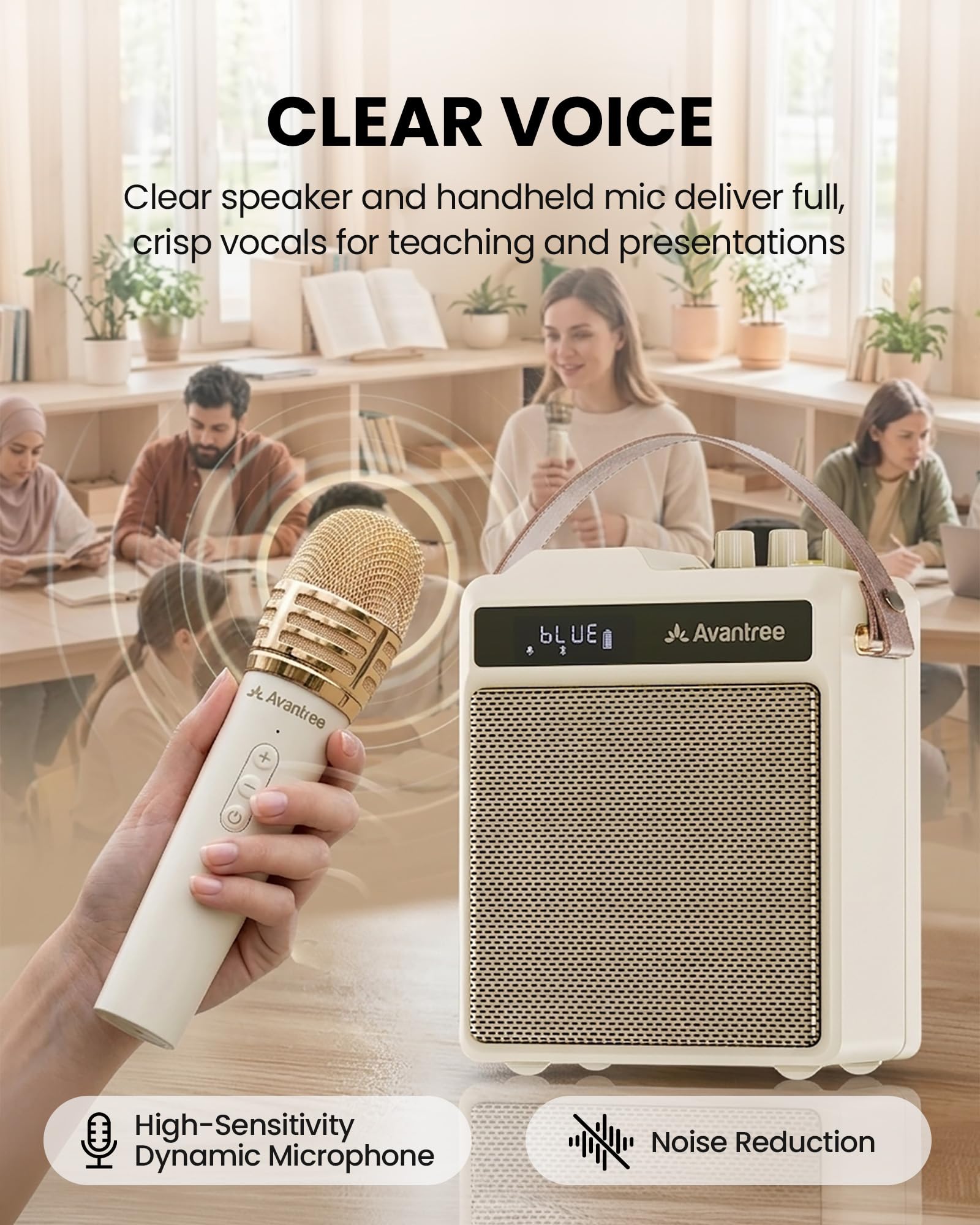Avantree VoxAmp Duo - Amplificatore Vocale Wireless Portatile, Microfono Doppio E Altoparlante Set Per Lezioni, Piccoli Eventi & Feste, 30W Voce Chiara & Suono Ricco, 14H Batteria