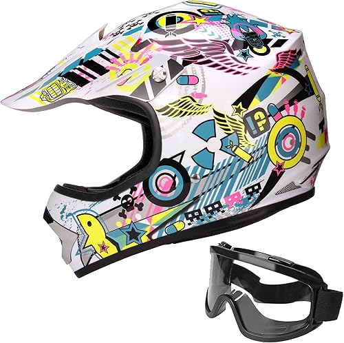 JAGASOL DOT - Casco de motocross todoterreno para niños de 8 a 14 años, casco BMX MX ATV con gafas aprobadas por DOT