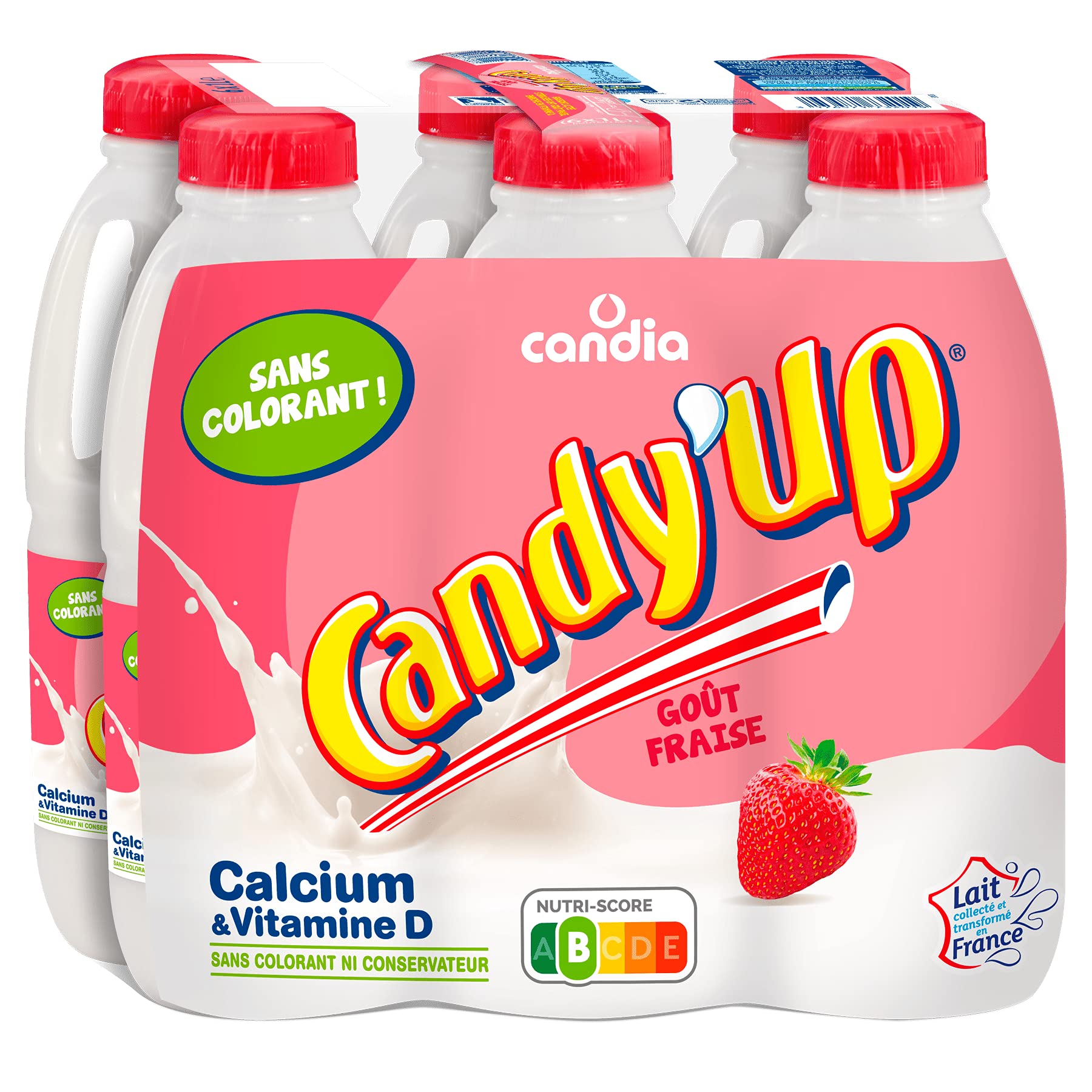 Candy'up lait aromatise a la fraise 6x1l