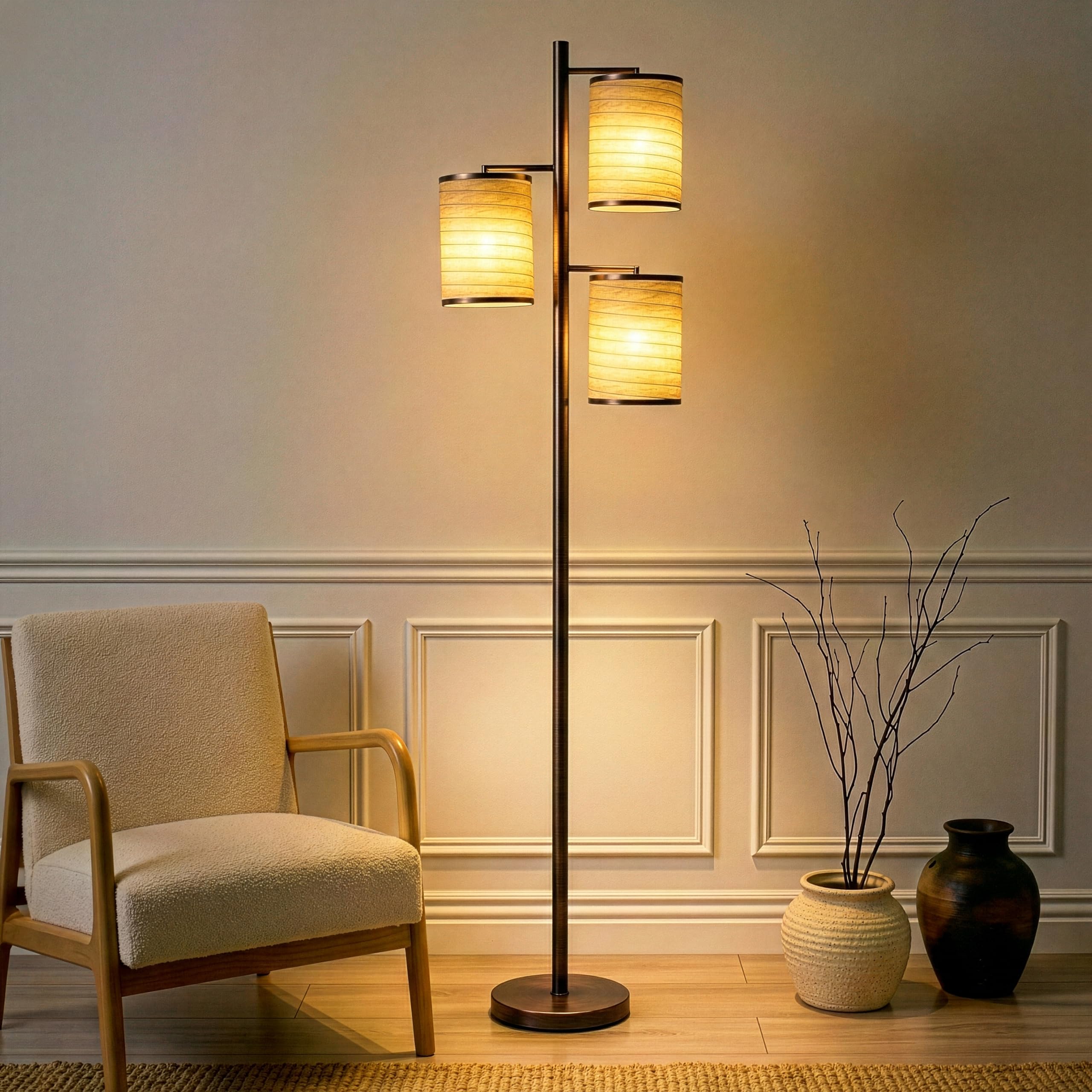 Brightech Liam Tall Tree Lamp with Asian Lantern Shade for Living