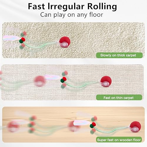 Miniatura 2 de Juguetes interactivos para gatos de interior, juguete para gatos Speedy Tail 2.0, juguetes de pelota móvil inteligente para gatitos gatos adultos
