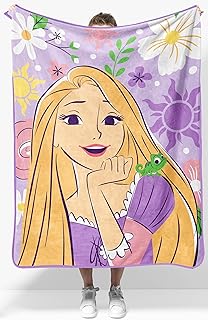Jay Franco Kids Plush Throw Blanket – Soft & Cozy Fleece Throw for Bedroom & Couch Décor, Official Licensed Product, Purple - Disney Princess Rapunzel, 40x50 - Travel Blanket