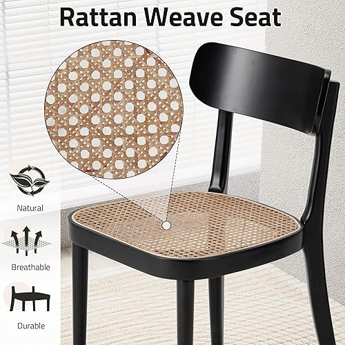 Miniatura 4 de AVAWING Sillas de comedor de tela estilo granja, 2 piezas, sillas francesas con respaldo redondo, patas de madera marrón, sillas laterales ovaladas