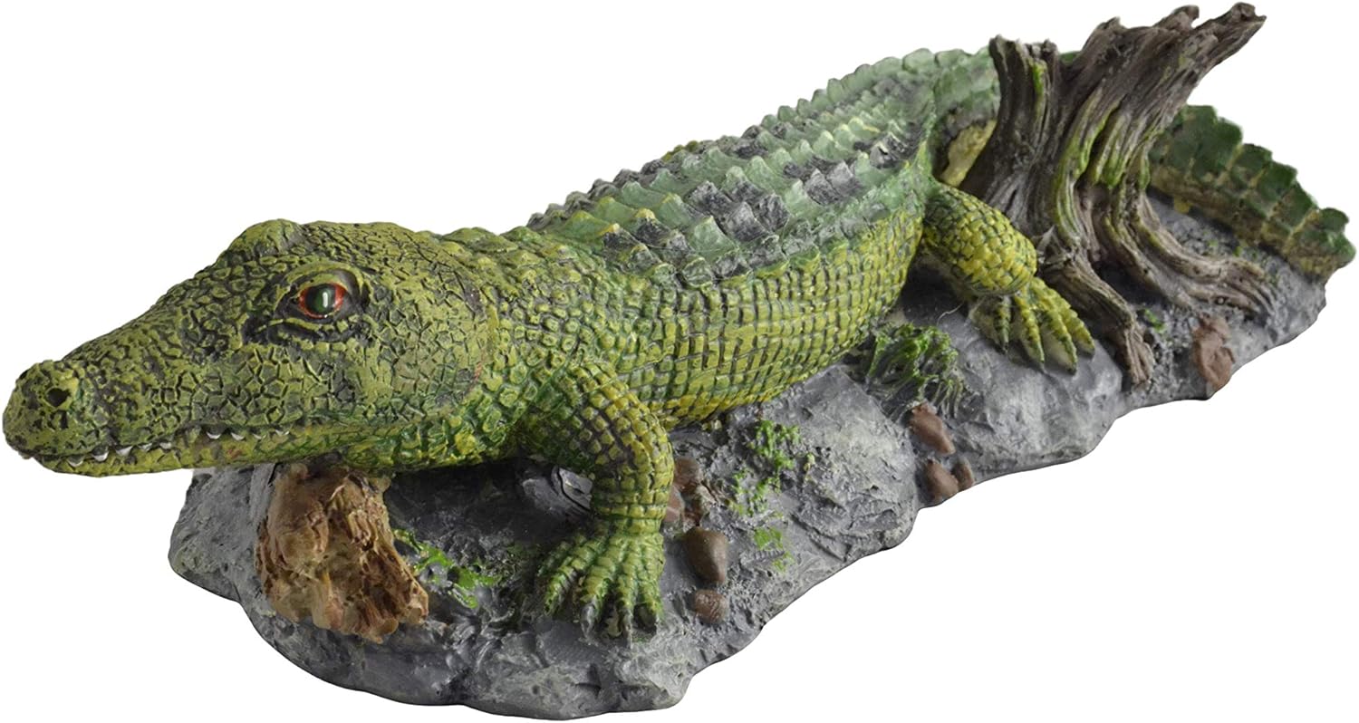 Supa Air Operated Bubbler Crocodile Aquarium Or Fish Tank Ornament, Helps to Aerate Your Aquarium, Highly Detailed.,Green
