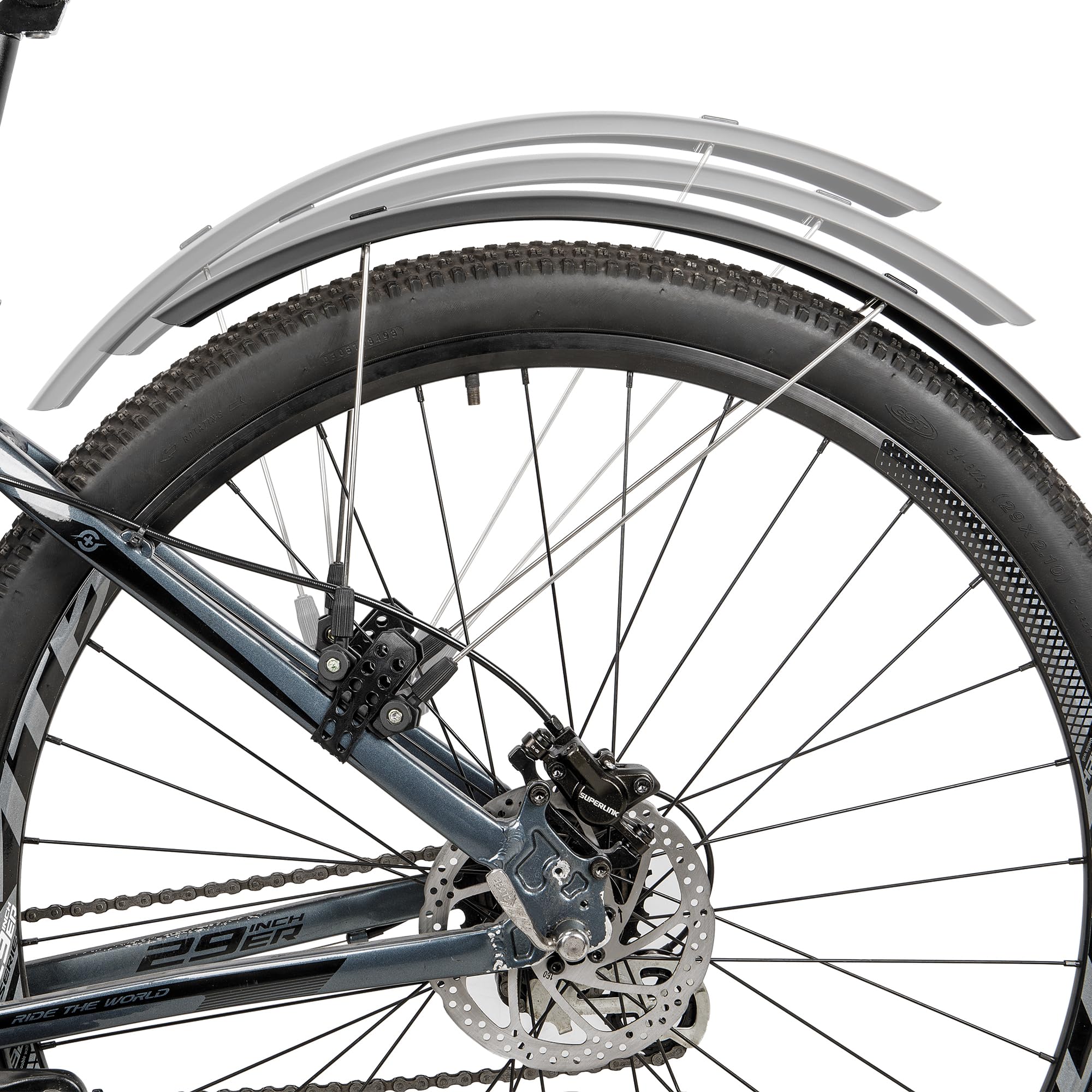 KONG MING CAR MTB Schutzblech 24-29 Zoll – Verstellbares Fahrrad Schutzblech für Mountainbike, Aluminium/Plastik Sandwich-Konstruktion, Flexibler Spoiler, Schnellmontage, Spritzschutz für Fahrrad Sport & Freizeit