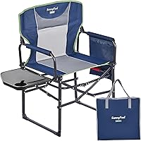 Vista 20 de SUNNYFEEL Silla de directores de camping, resistente, silla plegable portátil de gran tamaño con mesa auxiliar, bolsillo para playa, pesca, viaje