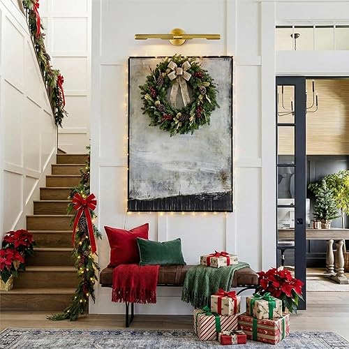 Miniatura 2 de Luz moleteada cableada, luz de imagen de latón de 24 pulgadas para pared, luces de arte doradas regulables, aplique giratorio de 360 para marco de