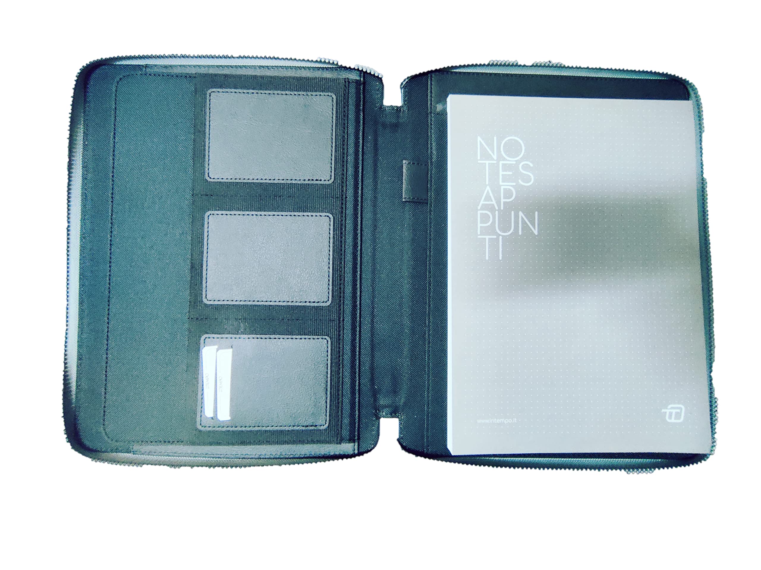 Portablocco Dynamic con Zip in Ecopelle Nero Formato A4 26x33 cm