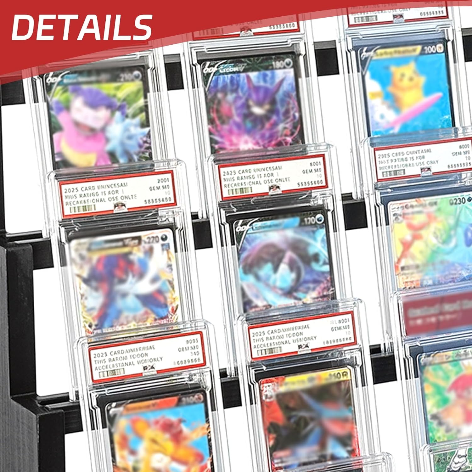 Trading Card Display Stand - 5-Tier Wooden Baseball Graded Card Display for PSA Slab, Card Stands for Sports Cards Collector, Pine Wood