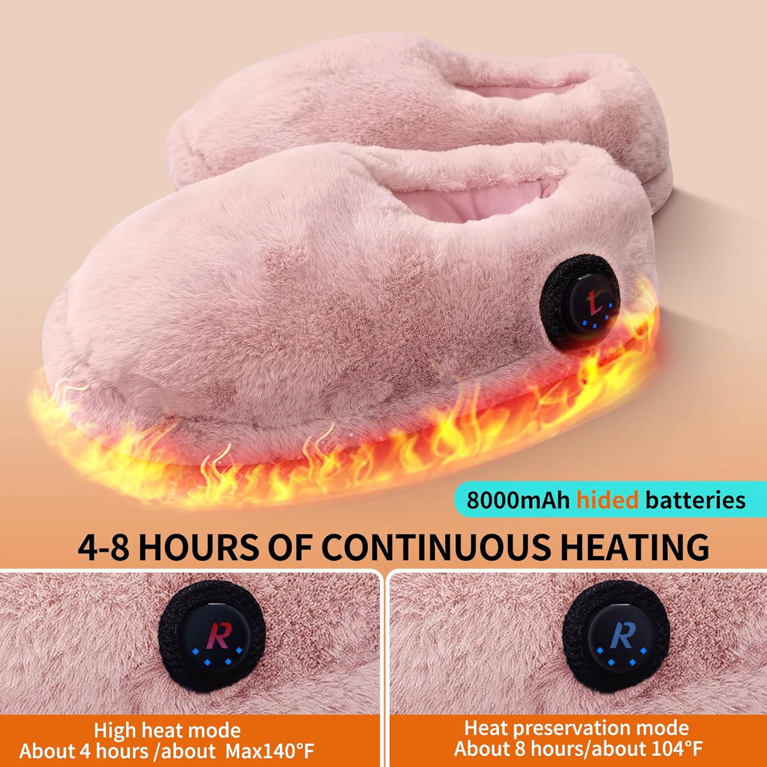 Heated Slippers Foot Warmer Rechargeable for Cold Feet, House Portable Electric Heating Pad Shoes for Women Men,3.5-7 Hours Heating, Powered by Battery or USB