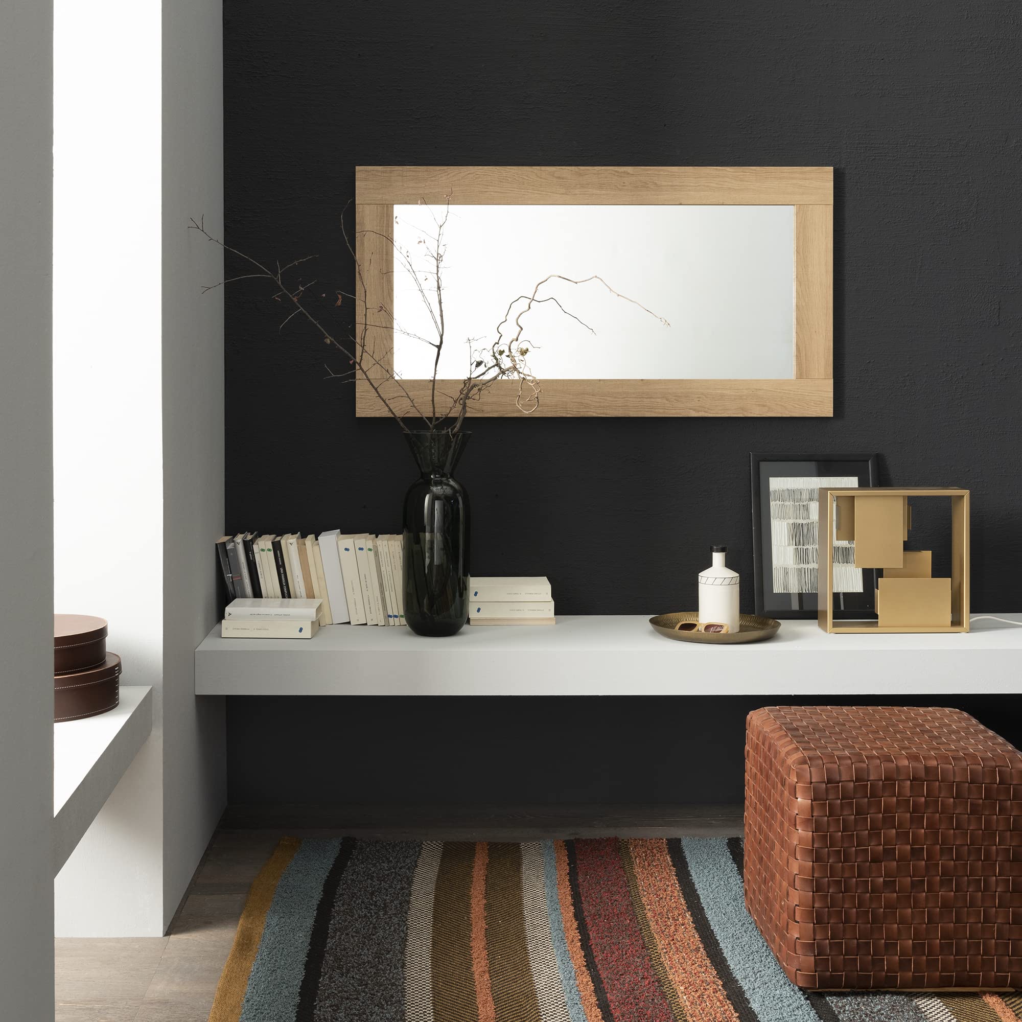 ARHome Espejo de Pared, 126 x 66 cm, Roble Azteca, Espejo, Made in Italy