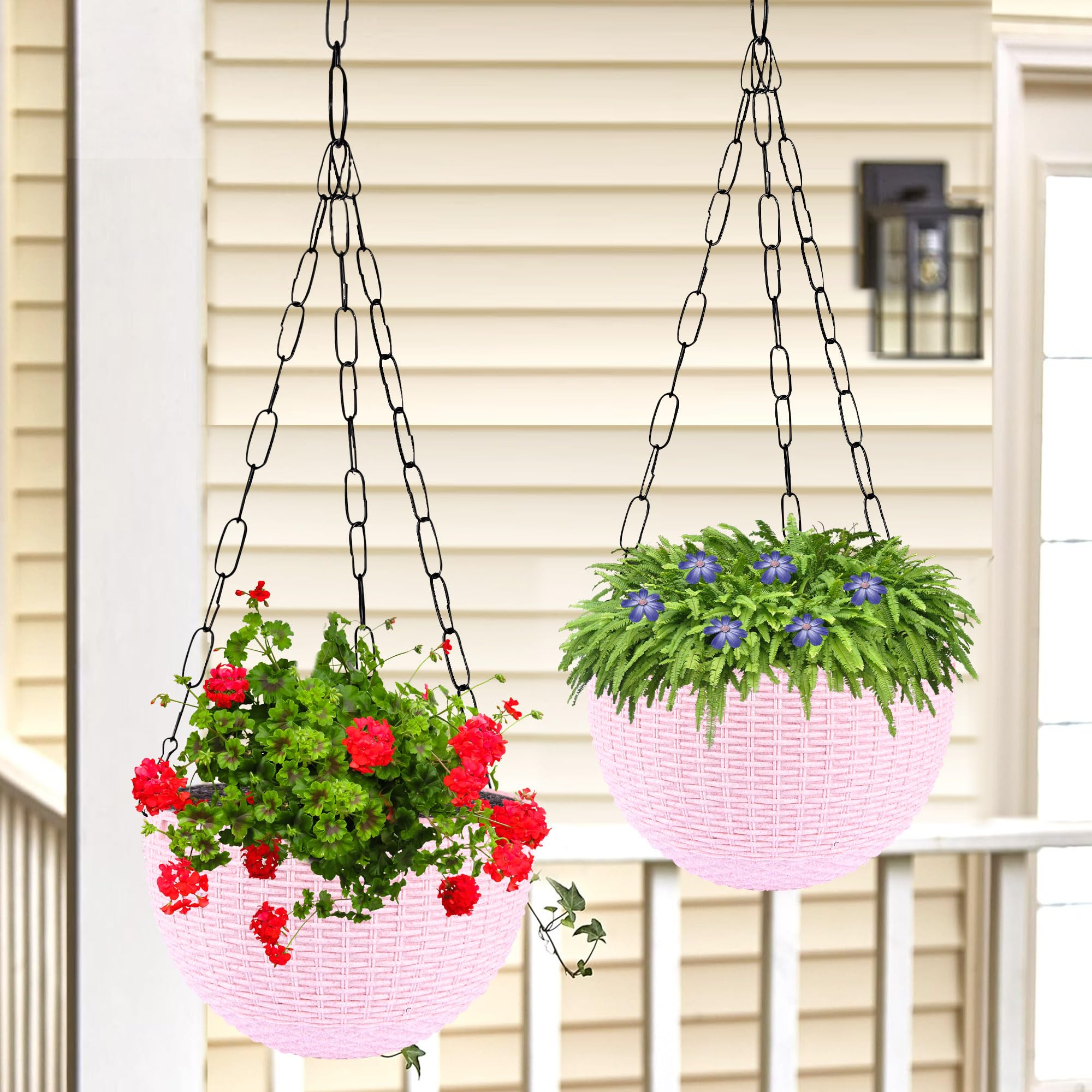 Kuber Industries Pack of 2 Hanging Flower Pot for Living Room, Home-Lawns & Gardening | Flower Planter for Balcony | Marble Euro | 7 Inch | Pink-image-10