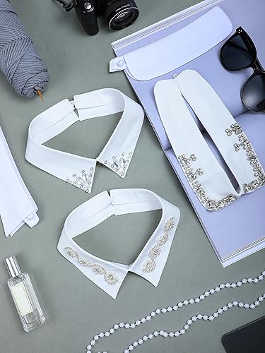 Miniatura 6 de Giegxin 6 piezas de diamantes de imitación media camisa blusa Dickey cuello desmontable falso collar para mujer trajes