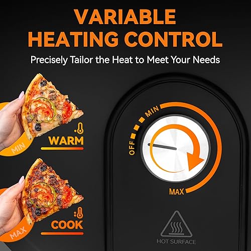 Miniatura 4 de Baker's Friend Pizza con control de temperatura, horno eléctrico para interiores con placas antiadherentes de 12 pulgadas, 1400 W, grafito