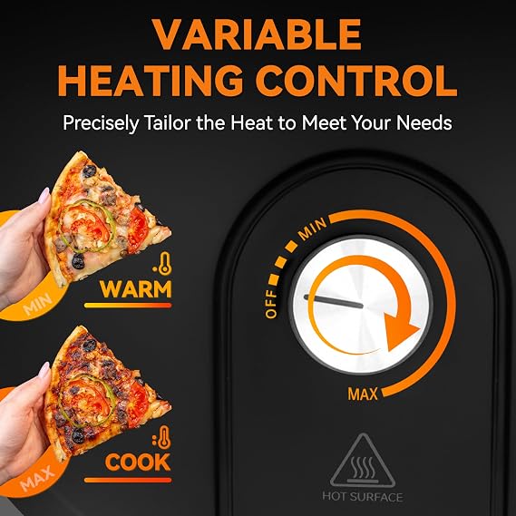 Bakers Friend Pizza Maker Electric with Temperature Control, Indoor Quesadilla Maker, 12 Inch Electric Pizza Maker Machine for Home, Pizza Cooker, 1400W, Graphite