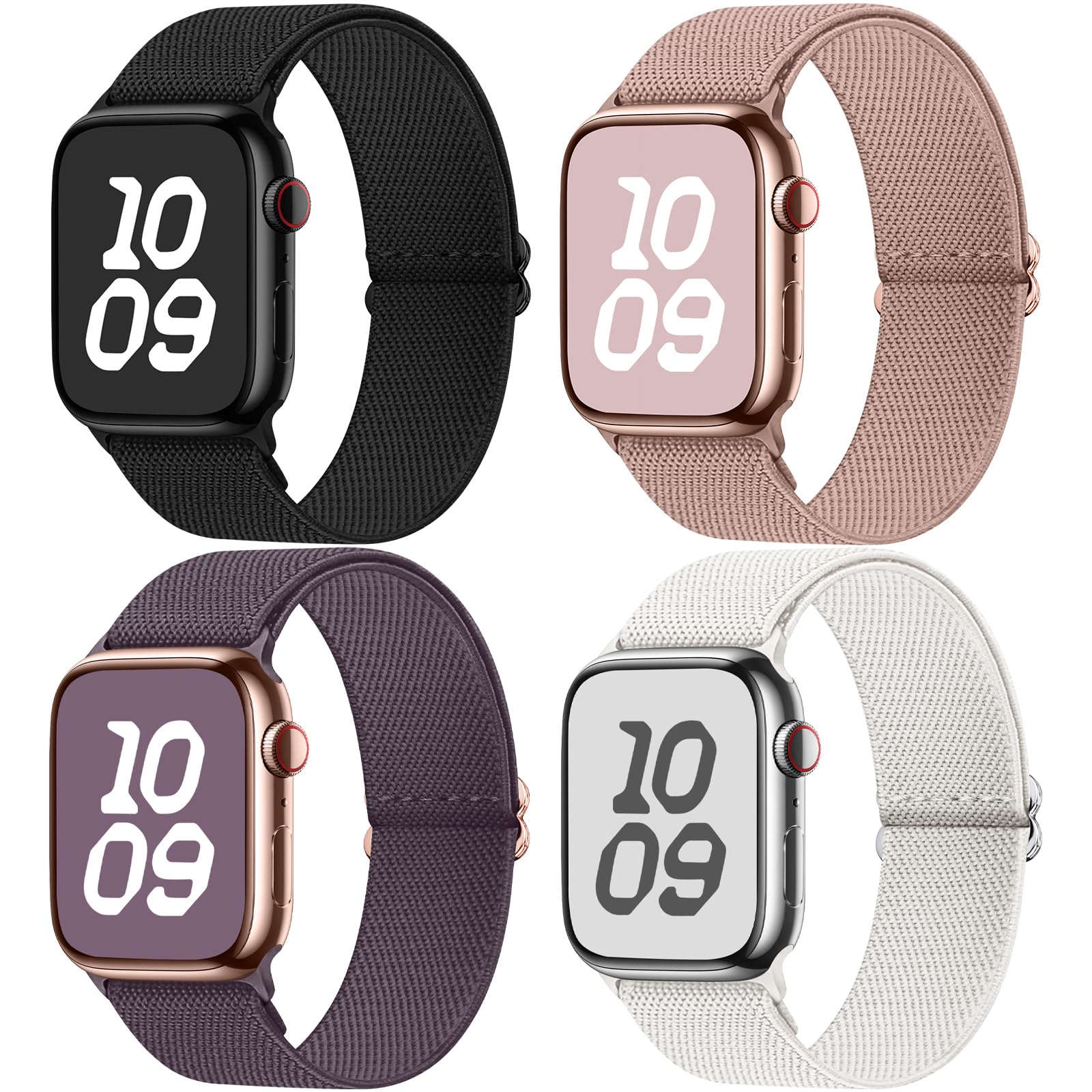Fullmosa 4 Pack Nylon Strap Compatible with Apple Watch Band 42mm 41mm 40mm 38mm 49mm 46mm 45mm 44mm, Water-Resistant Durable Stretch Bands for iWatch Series 10 9 8 7 6 5 4 3 2 1 Ultra SE-image-35