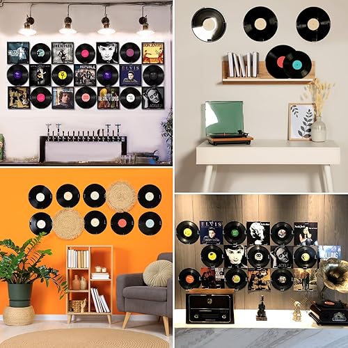 Miniatura 6 de XANGNIER Estante de exhibición para discos de vinilo sin taladro, 18 piezas autoadhesivas de acrílico acrílico transparente, soporte para