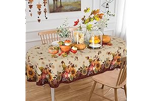 Fall Oval Tablecloth 60x84 In, Thanksgiving Washable Tablecloth
