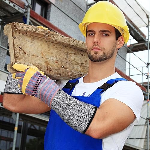 Miniatura 6 de ANCIRS 2 pares de fundas resistentes a cortes de 8.7in para protección de brazos, protectores protectores para mordeduras de perro, cocina,