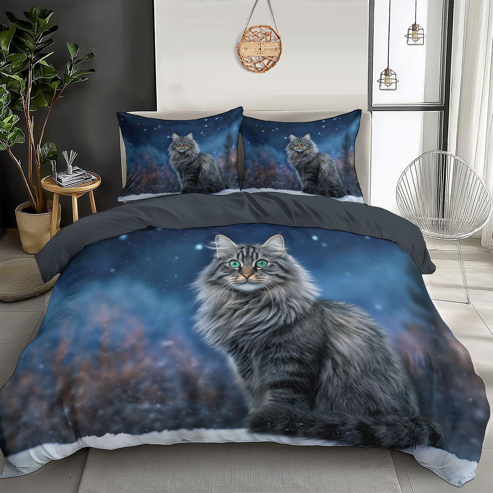 Housse de couette 200x200 chat mignon en microfibre pour ado et adulte