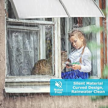 80x40 Window Door Awning Canopy, Polycarbonate Cover Entry Door Outdoor Window Awning Exterior, UPF 50+, Front Door Overhang Awning for Sun Shutter, UV, Rain and Snow Protection, Hollow Sheet