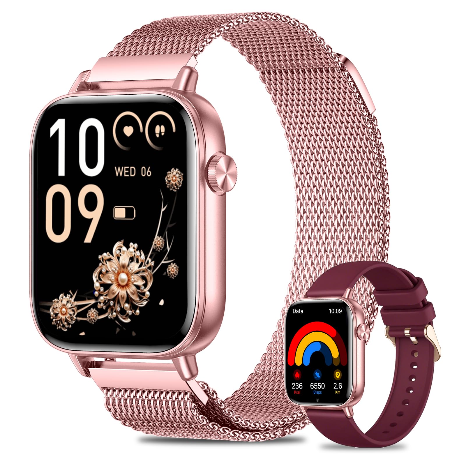 Reloj Inteligente Mujer Smartwatch con Llamada: 1.83'' Digital Smart Watch con Llamadas IP68 Impermeable Pulsómetro/Monitor de Sueño 100+ Deportivos Pulsera Actividad Compatible Android/iOS, Rosa