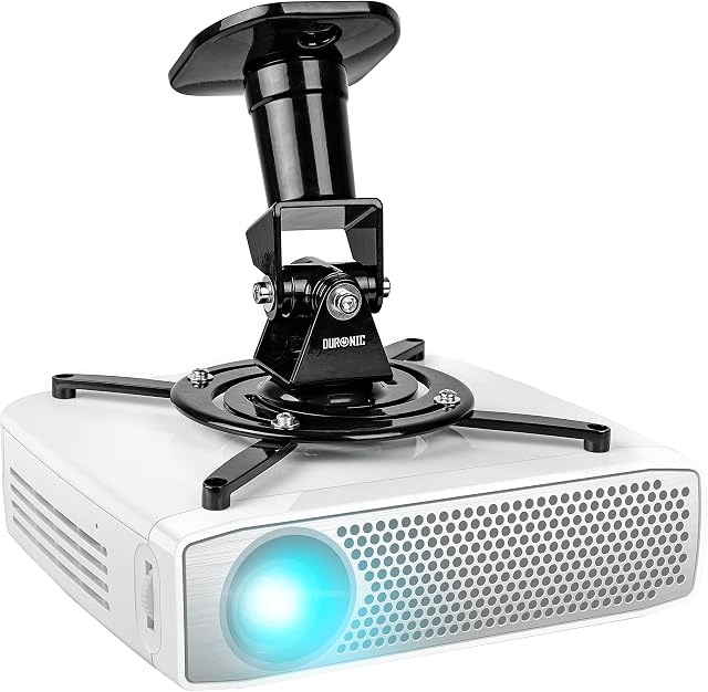 Duronic Projector Mount Stand for Ceiling or Wall Bracket PB01XB | 10kg Capacity | Universal Adjustable Clamp | Tile Swivel Rotate | Black