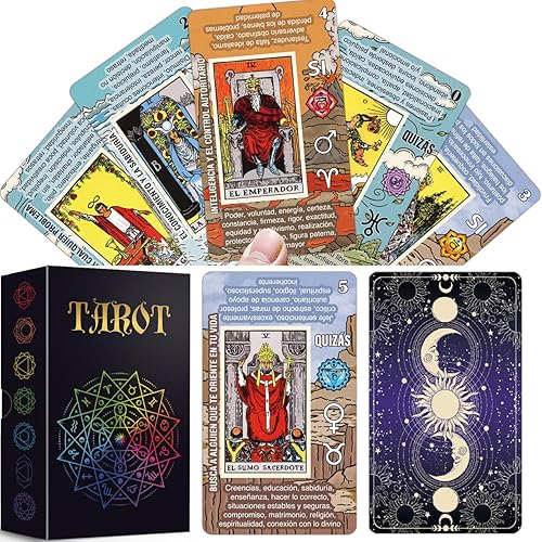 Miniatura 3 de Cartas de tarot para principiantes, baraja de tarot de aprendizaje, no se necesita libro guía, cartas de tarot con significados en ellos (Español)