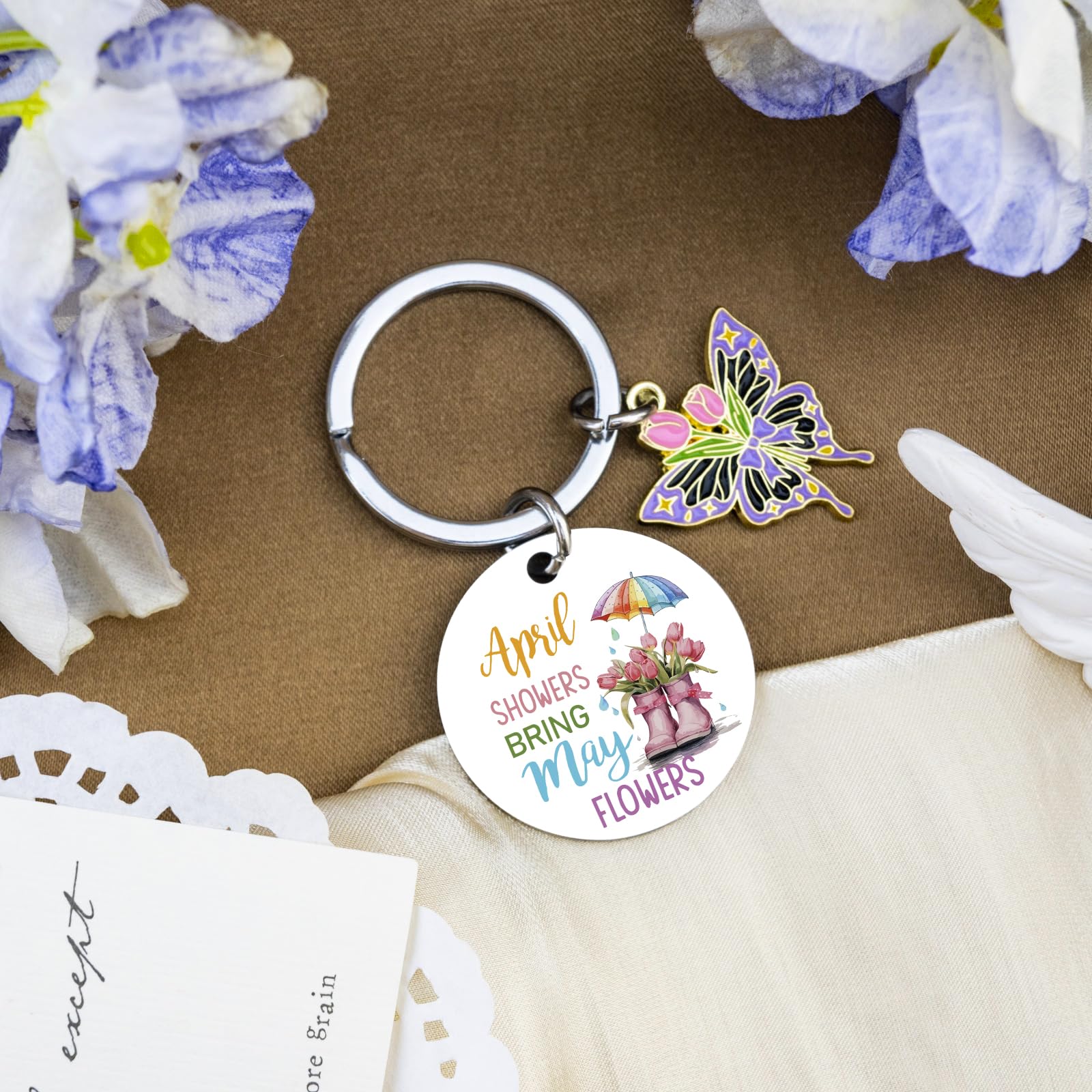 Spring Gifts for Women Sweet Spring Gifts Spring Decor Keychains Springs Gift Basket for Women Sister Daughter Friends Birthday Springs Themed Gift for for Women Keyring