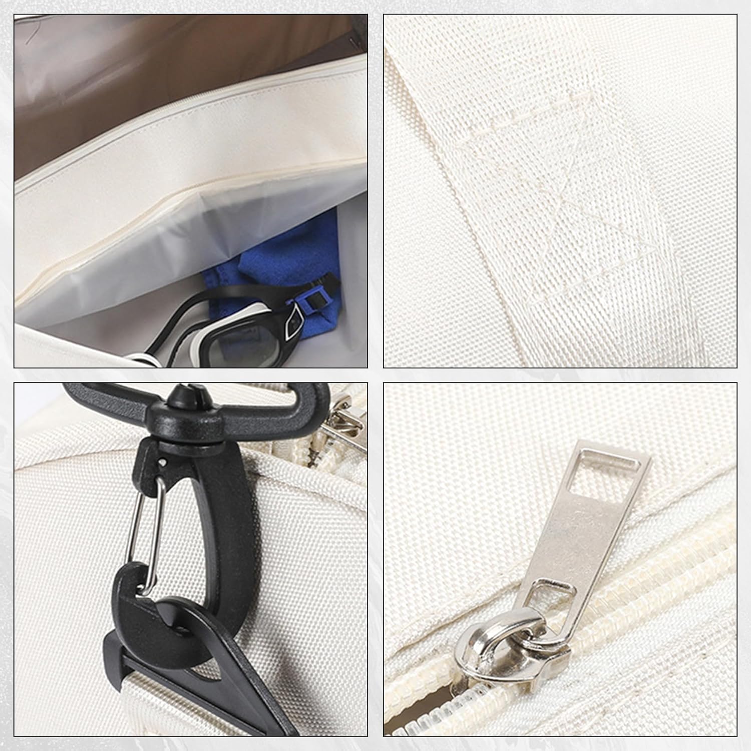 Small Gym Bag for Women Small Duffle Bag with Wet Compartment Sport Bags Gym Tote Bag for Workout Yoga Swimming Dance (White(wet pocket)) - Image 4