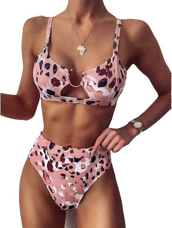 Amazon Ejsoyo レディース ハイウエスト ビキニ セクシー スネークスキン プリント ブラジリアン ビーチ 水着 Us サイズ Medium カラー ピンク ビキニ セパレーツ 通販