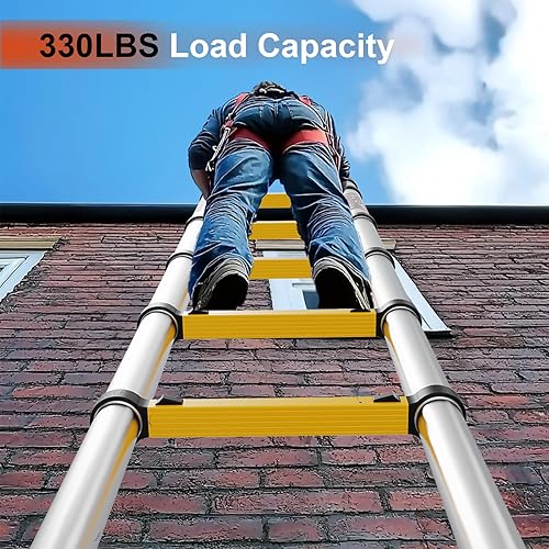Miniatura 19 de LUISLADDERS Escalera telescópica, extensión de aluminio de 12.5 pies, escalera telescópica plegable ligera de 330 libras de capacidad máxima