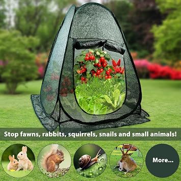 2 PCS Pop up Plant Cover Tent for Outdoor Plants, Large Plant Shade Tent 80% UV Resisitant Sunblock Shade Cloth Net Zipper Door Garden Pest Guard Plants Sun Protection with Stakes, 28 x 28 x 32 Inch