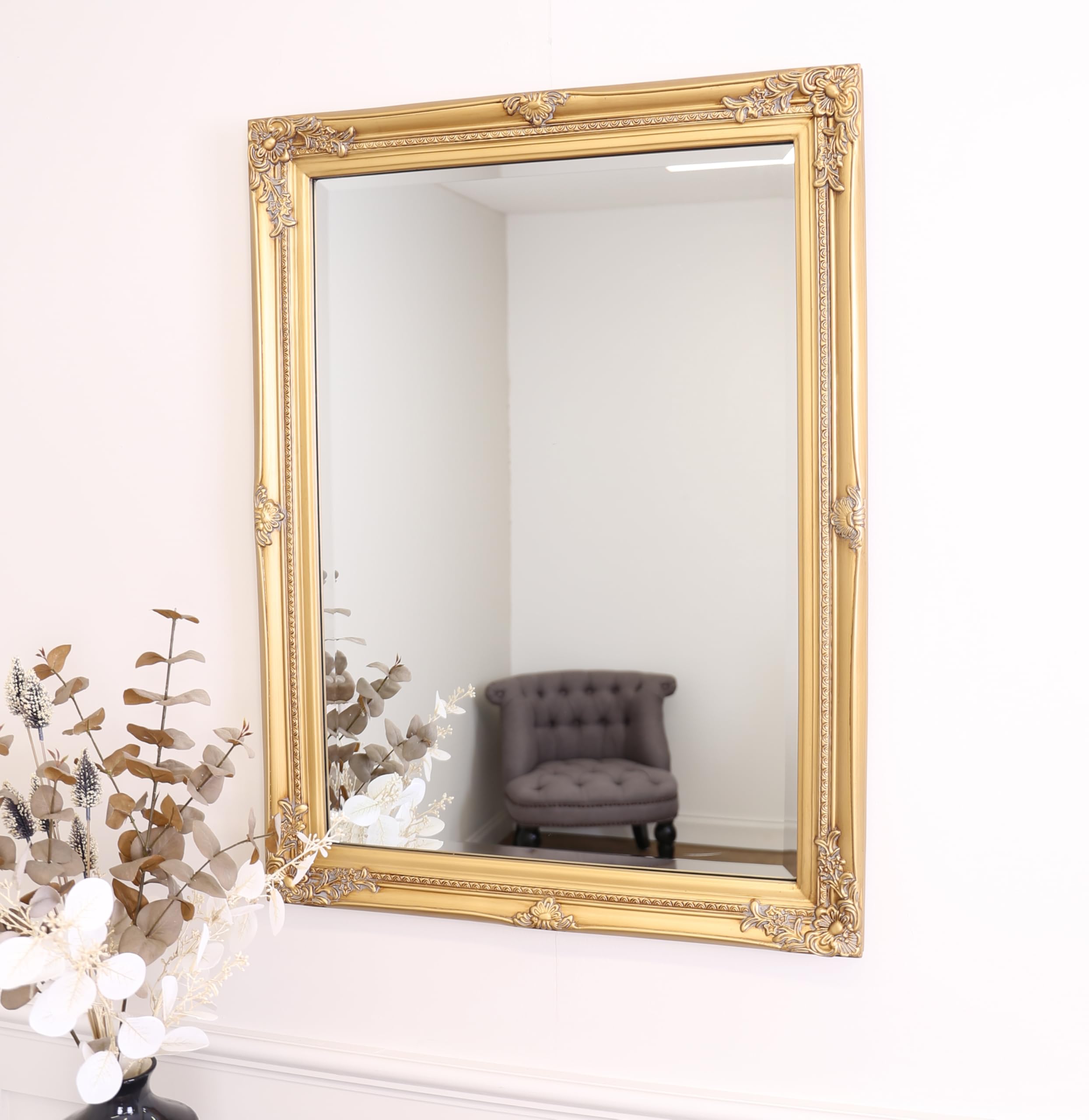 Select Mirrors Rennes - Espejo de pared vintage, estilo barroco, antiguo, diseño francés, marco de madera maciza (oro antiguo, 60 x 80 cm)