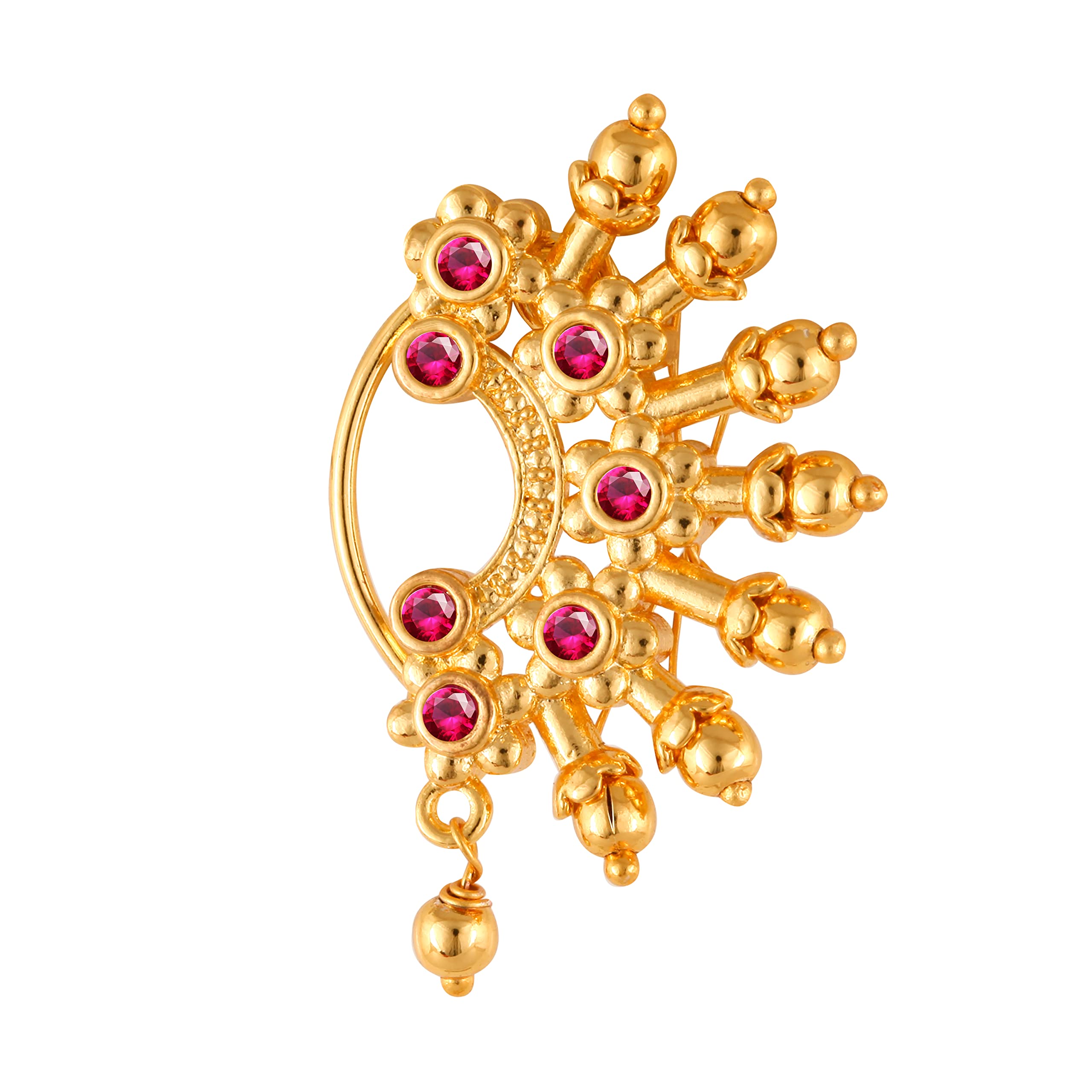 Vighnaharta Gold Plated with Pearl Alloy and CZ Red stone Non Piercing Maharashtrian Nath Nathiya./ Nose Pin valentine day gift valentineday gift for her gift for him gift for women gift for women {VFJ1163NTH-Press-Gold } (B0B51RP4GH) Amazon Price History, Amazon Price Tracker