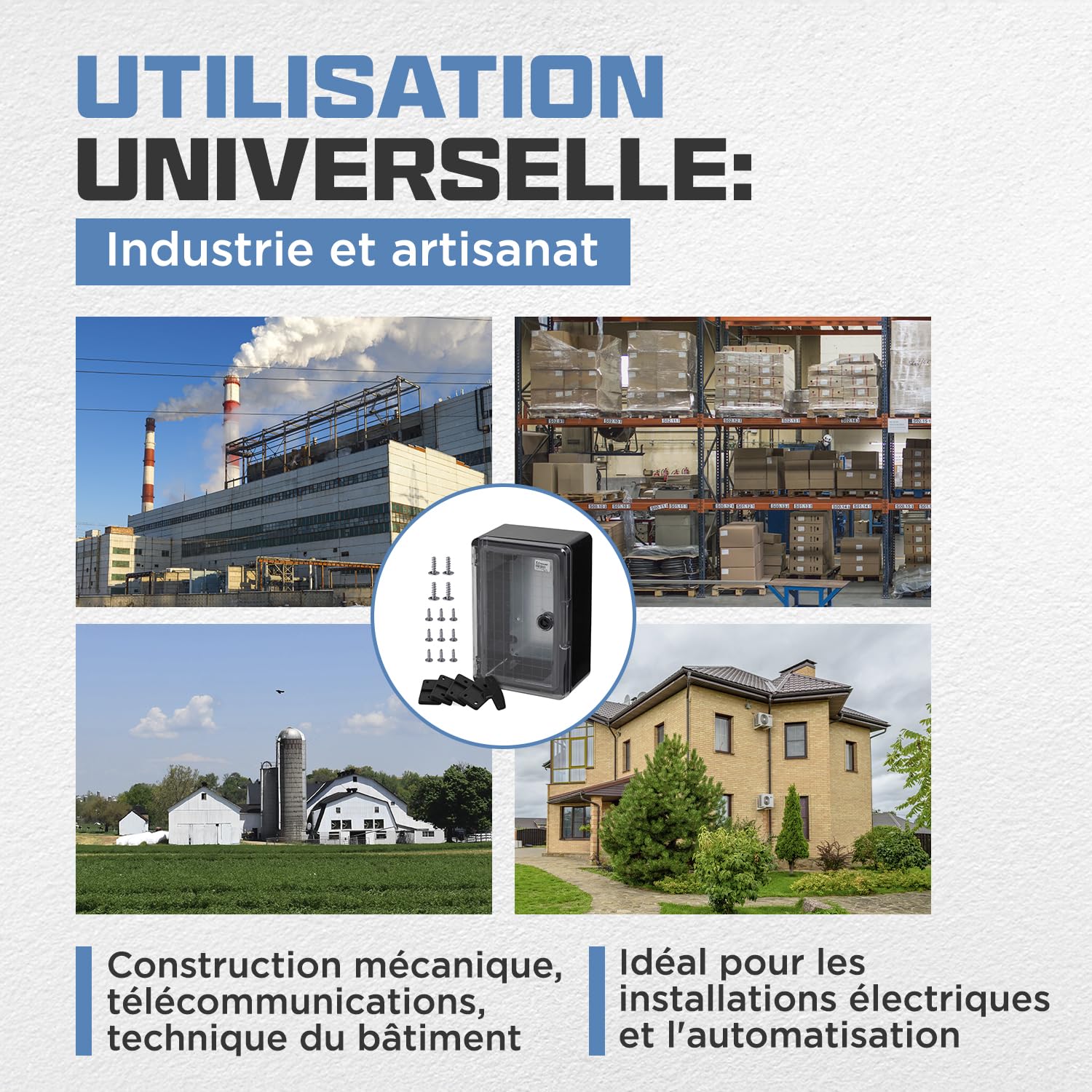 BOXEXPERT coffret de distribution exterieur IP65 ABS 300x200x130mm Fleet, etanche, armoire electrique/coffret mural, boitier industriel vide, noir