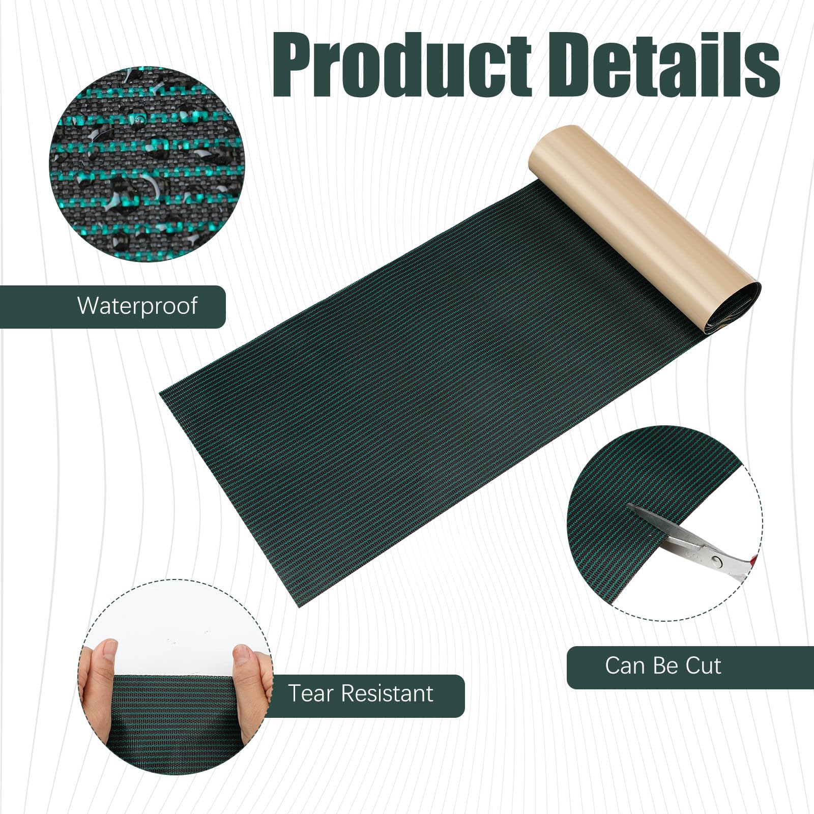 Pushglossy Kit de 2 rollos de parches de cubierta de seguridad para piscina, kit de reparación de parches de piscina de 39 x 8 pulgadas, parche de malla autoadhesiva para cubierta de piscina de