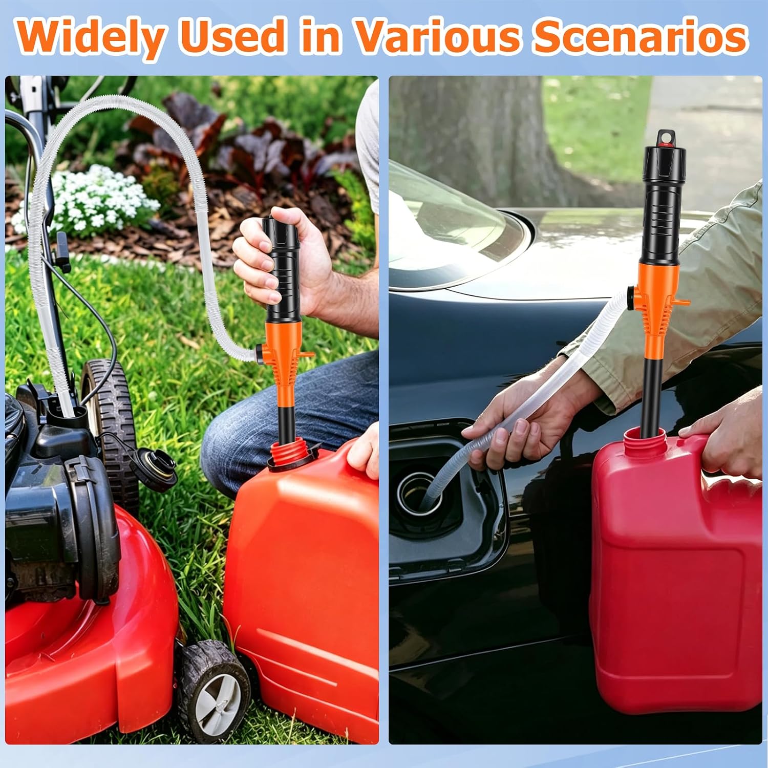 Battery Operated Liquid Transfer Pump, Portable Electric Fuel Transfer Pump for Gasoline, Water, Diesel & Oil, Battery Powered Siphon Pump with Flexible Hose for Gas Can, Boat, Car, Generator