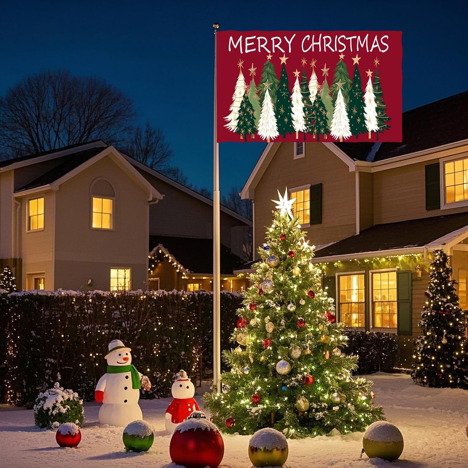 Merry Christmas Flags 3x5 Outdoor Double Sided 3 Ply Heavy Duty Merry Christmas Trees Flags Banner for Outside with 2 Brass Grommets UV protection Fade Resistant for Indoor Outdoor - Image 7
