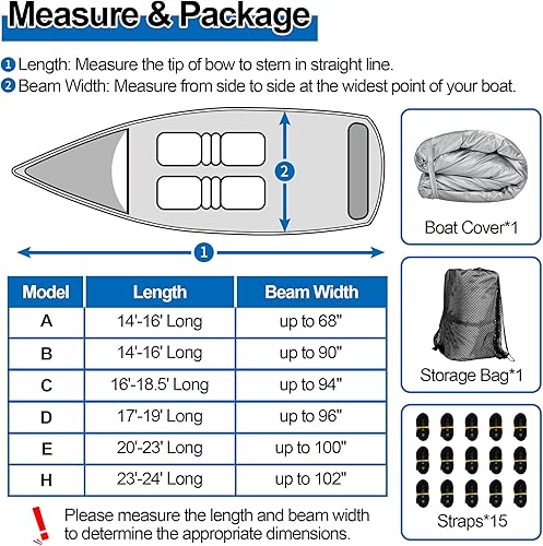 Miniatura 81 de iCOVER - Funda para lancha remolcable, impermeable, resistente, poliéster, grado marino, apta para lanchas V-Hull, de pesca y esquí de 20-23 pies