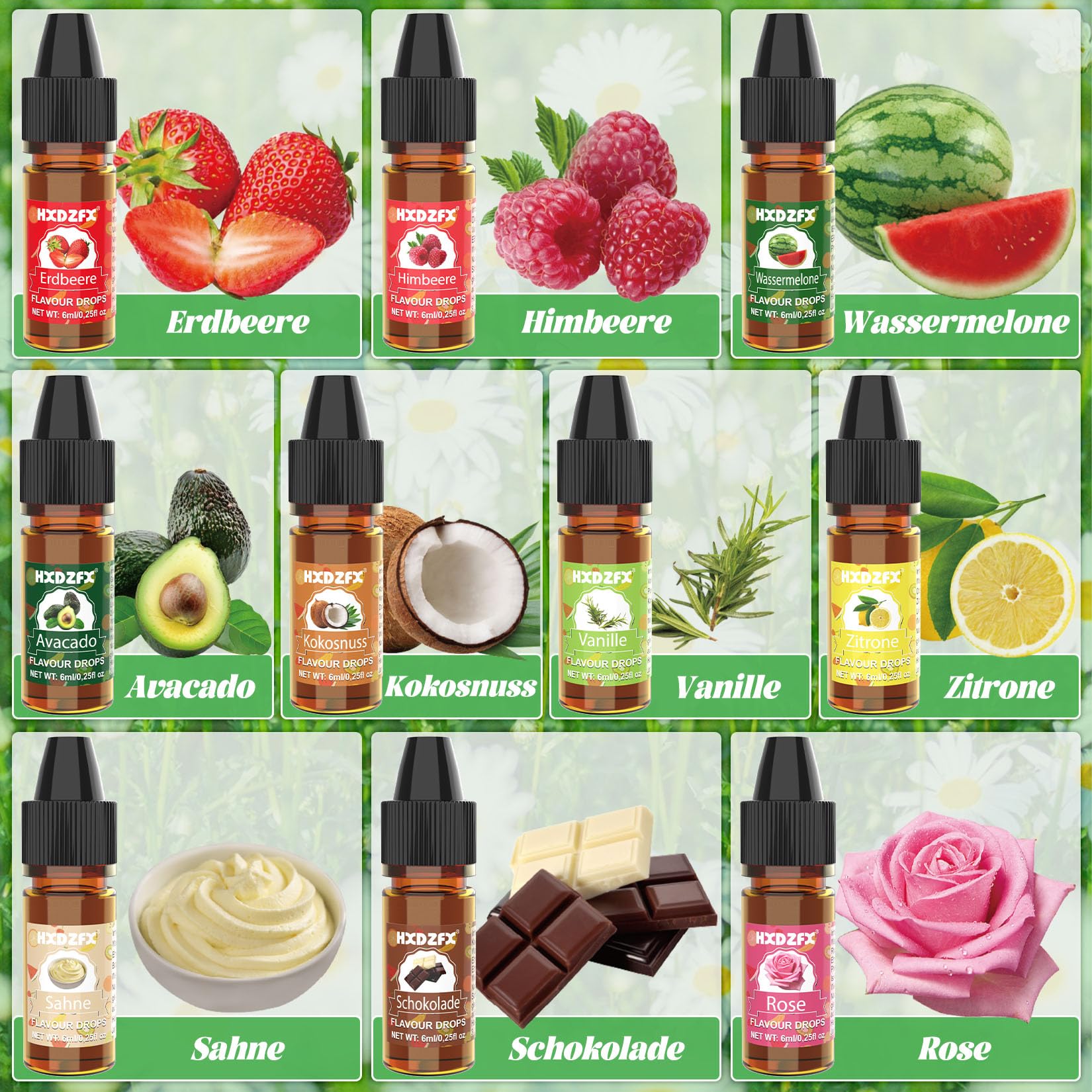 Aromat spożywczy – 10 kolorów, skoncentrowane krople, błyszczyk do ust, płynne krople do napojów, pieczenia, gotowania, słodyczy, mydła, jogurtu – 6 ml