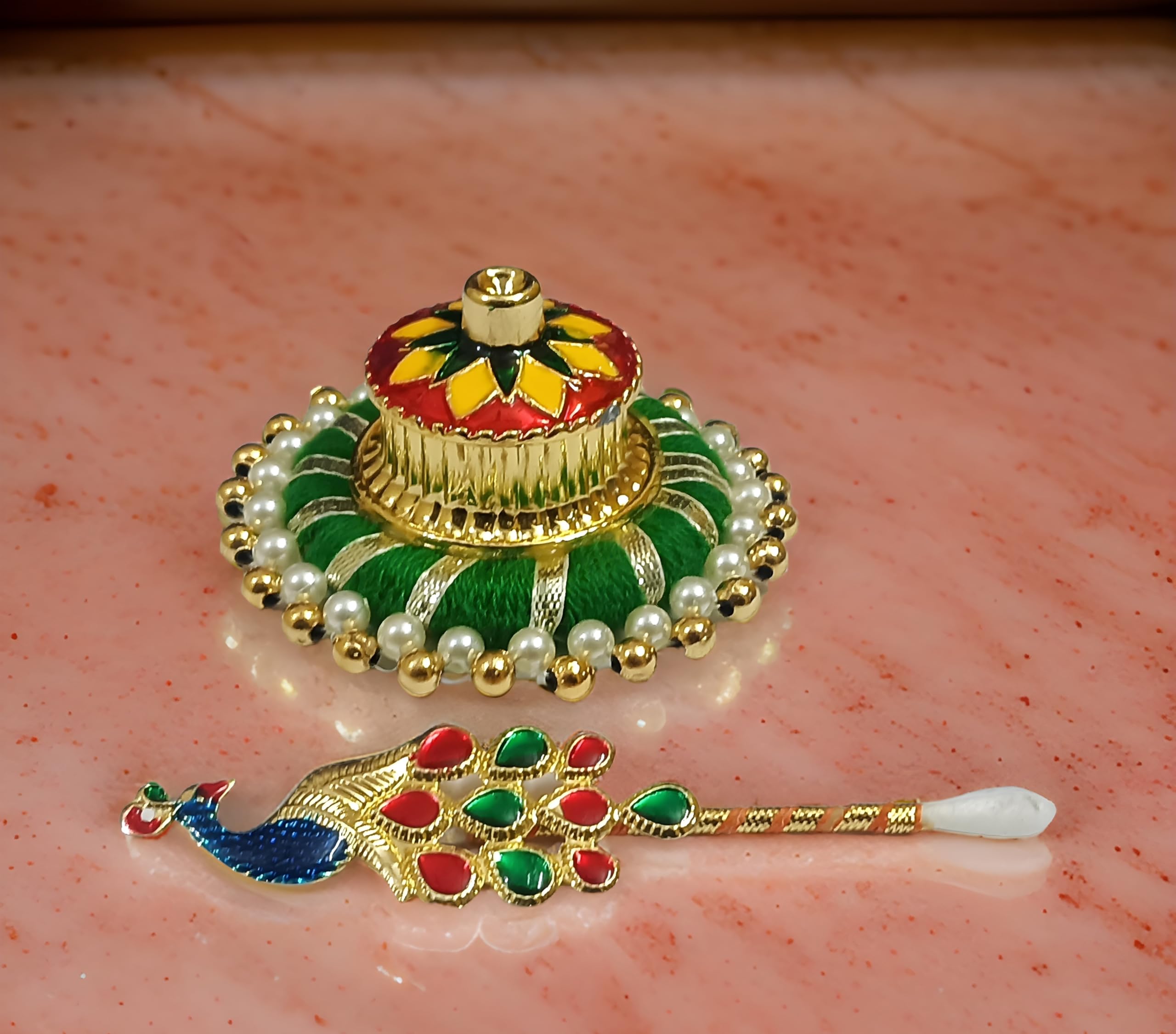 RIDIT Plastic,Sindoor Dani With Colourful Meenakari Design, Sindur Dibbi,Sindur Box,Sindur Stick, Sindur Dani For Wedding, Sindur Dani With Stick,Kumkum Box, Homemad,Womanwadding Use Greencoller