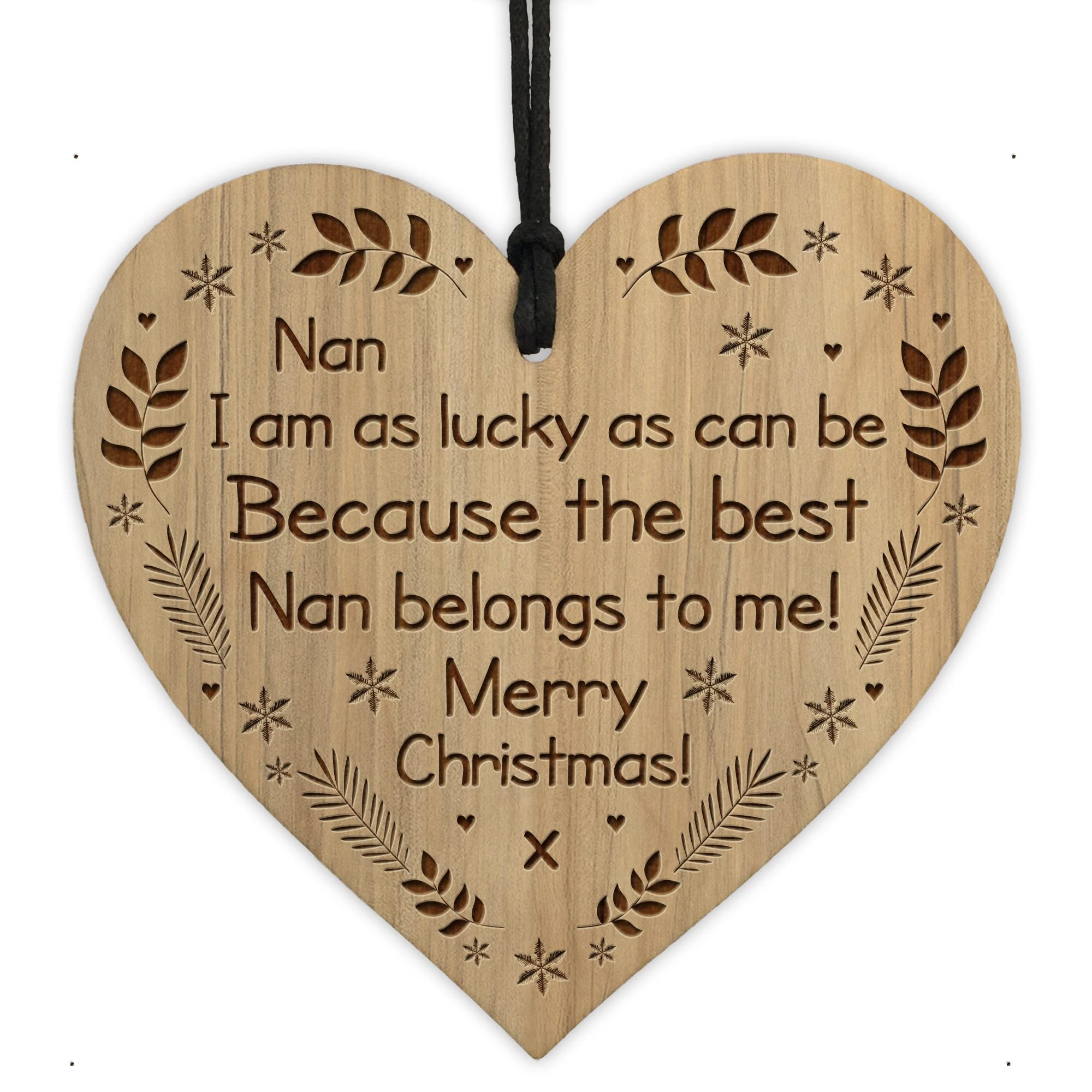 Red Ocean Gift For Christmas For Nan Engraved Hanging Heart Thank You Nan Gifts From Grandchildren